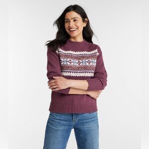L.L.Bean Women's Cotton Ragg Crew Neck Fair Isle Sweater Size XL - Like New.